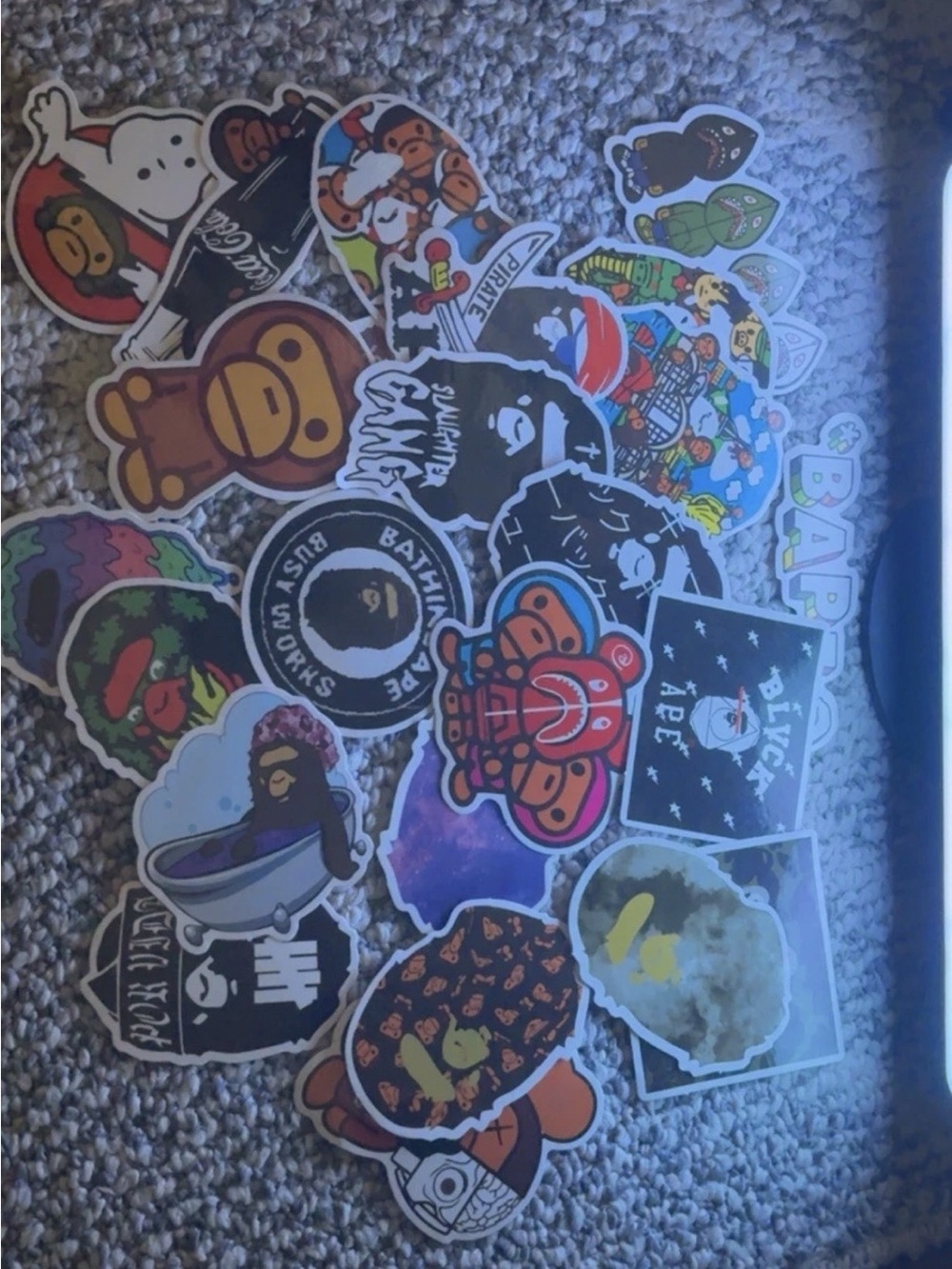 Bape Multicolor Sticker Pack - Blue, Red, Orange, Yellow, Black, White